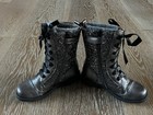 CLARYS Girls Glitter Lace-Ups Leather Boots In Pewter EURO 26/US 9.5 EUC — photo 5