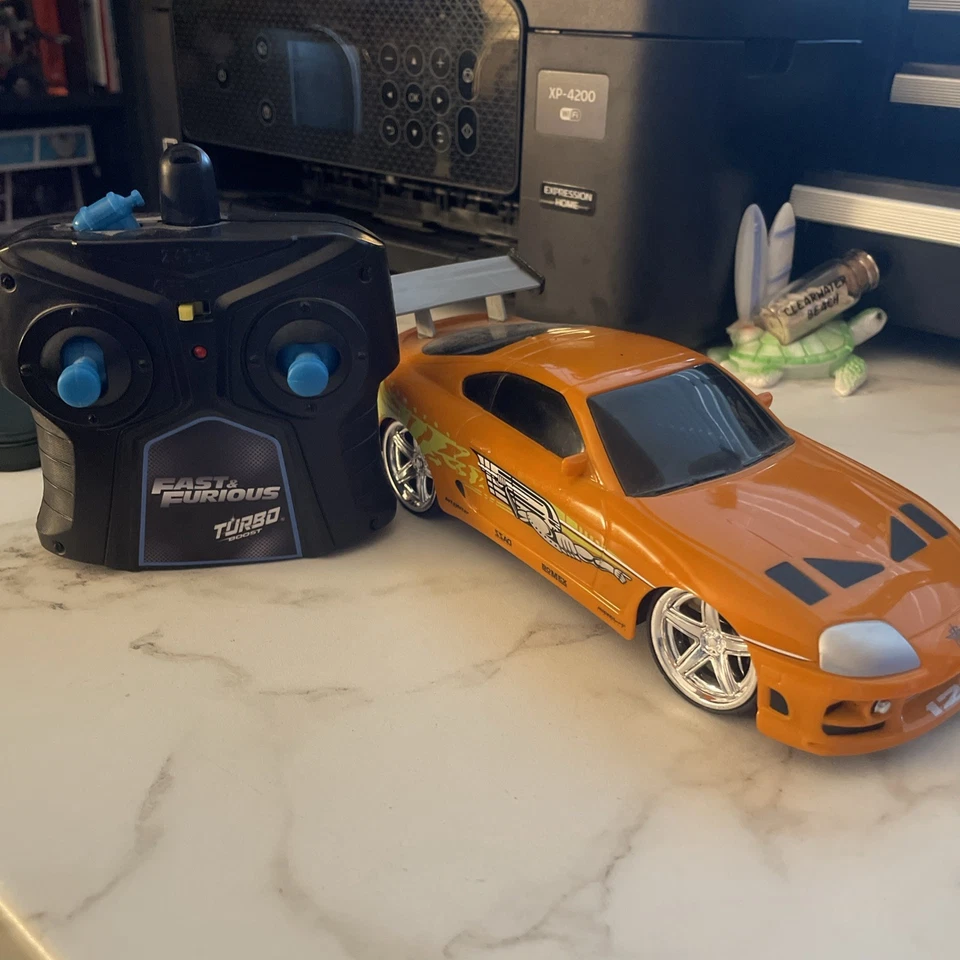 Fast & Furious Remote Control Car. Brains Toyota Supra. 12” USB Charge. Jada Toy - Image 3 of 3