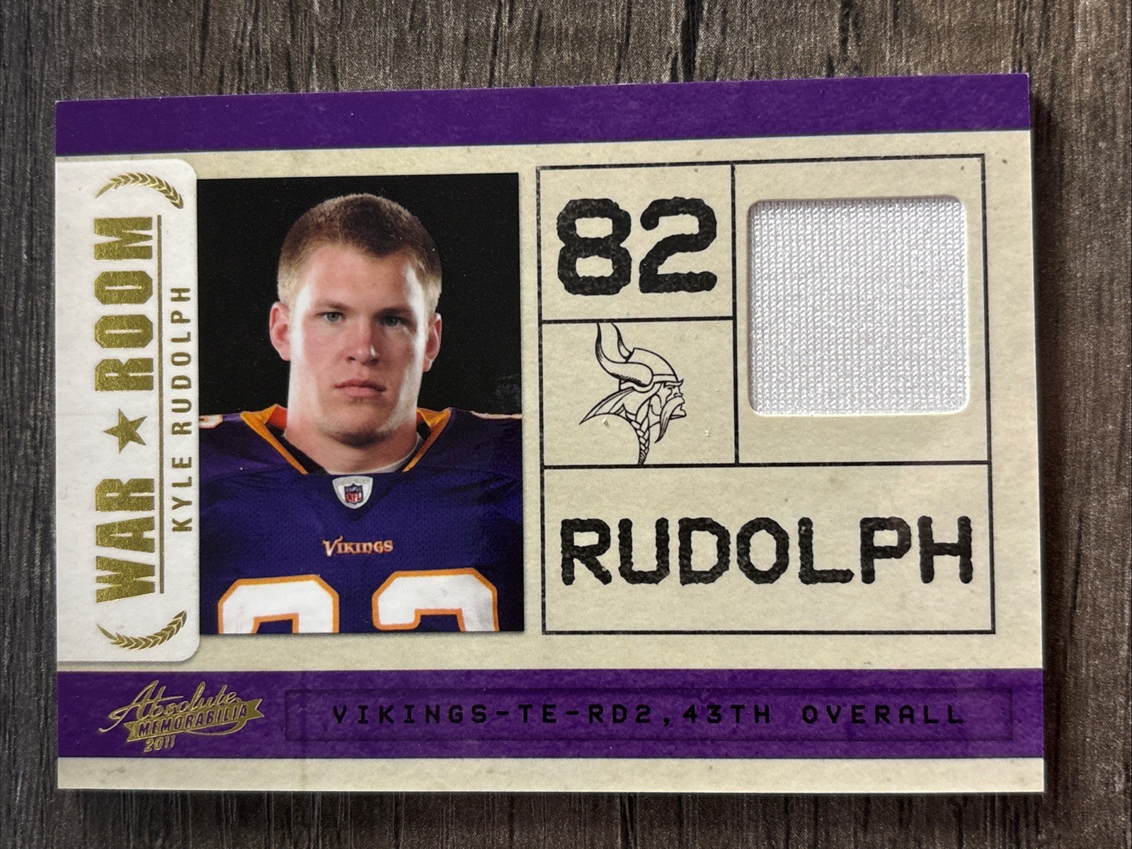 Kyle Rudolph Panini Absolute Memorabilia War Room Materials #15 Base