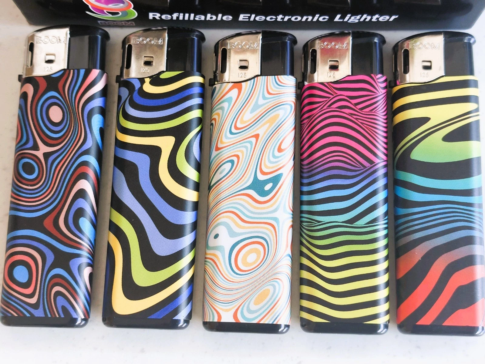 new large gas refillable electronic lighters large x 5 Colourfull best quality - Picture 1 of 2