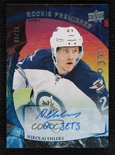 2015-16 Trilogy Rookie Premieres Blue Rainbow Foil 6/27 Nikolaj Ehlers Auto 7ez