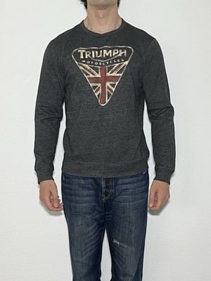 Triumph Lucky Brand Motorrad Pullover Sweater Oberteil Grau Gr L