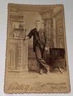 Rare Antique ID'd Railroad Express Clerk Taxidermy Bird PIP Dog Cabinet Photo VT — photo 3