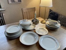 Feiertagsgeschirr Schumann Bavaria 6 Personen-Elfenbein -Goldrand