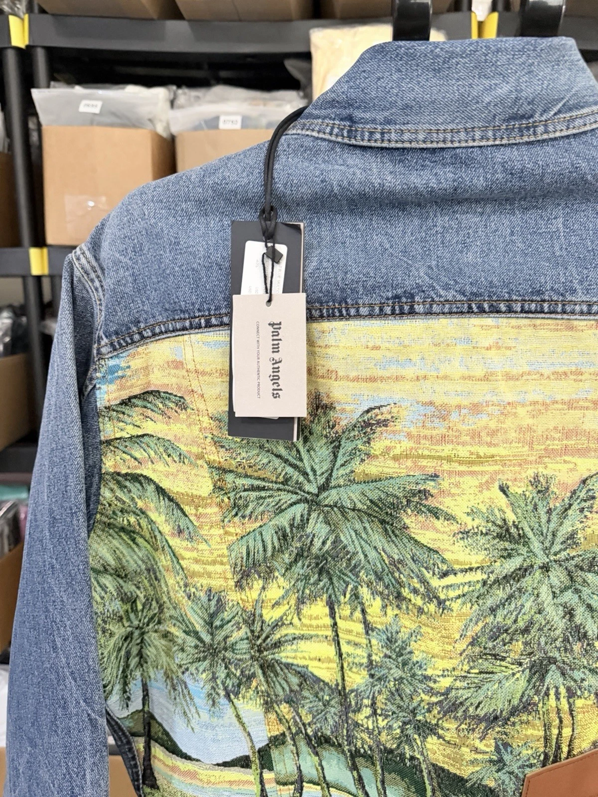 Palm Angels Palms Sunrise Denim Jacket Cobalt Blue XS Oversized NWT $1170 image 10