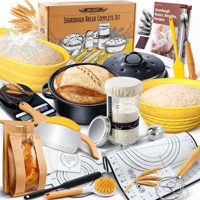 Sourdough Starter Kit for Beginners, 34 oz Starter Jar with Scale Marking, 2 ...