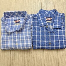 Johnnie-O Hangin Out Shirt Mens XL Blue Plaid Long Sleeve Button Front Lot 2