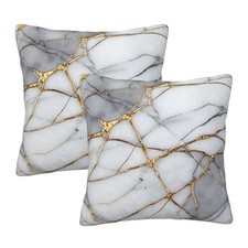 White Gold Marble Throw Pillow Covers 18x18 Decorative 18" x 18" Pack of 2 