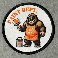 RARE Home Depot Apron Patch Badge Paint Department Associate Bigfoot Sasquatch