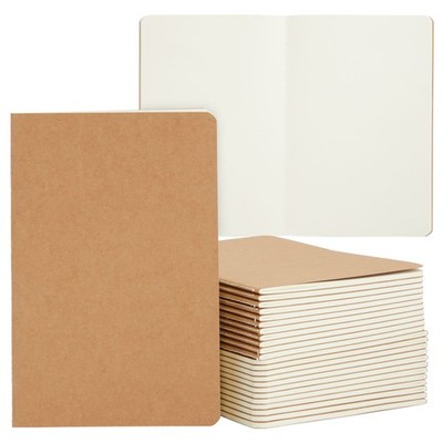 24 Pack Blank Journals, Bulk Sketchbooks, A5 Kraft Paper Notebooks, 5.5 x 8.3 In