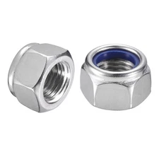 25Pcs M22 x 2.5 Nylon Insert Hex Lock Nuts, 304 Stainless Steel, Silver&Blue