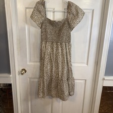 Gap shirred bodice, puff sleeve, tiered mini dress