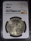 1925 Peace Dollar "NGC MS65"