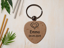 Custom Heart Keychain Engraved Wooden Personalized Handmade key hanger nice Gift