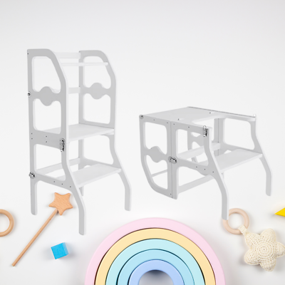 #ad ComfyBumpy Toddler Step Stool Transforms Into Toddler Desk White $99.99