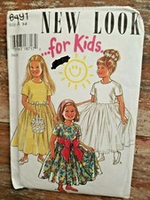 New Look Kids Sewing Pattern 6491 Childrens Girl Dress Flowergirl Pageant Sz 3-8