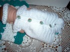 Hand crochet 6 pc preemie/doll  layette,  easy on/off — photo 3