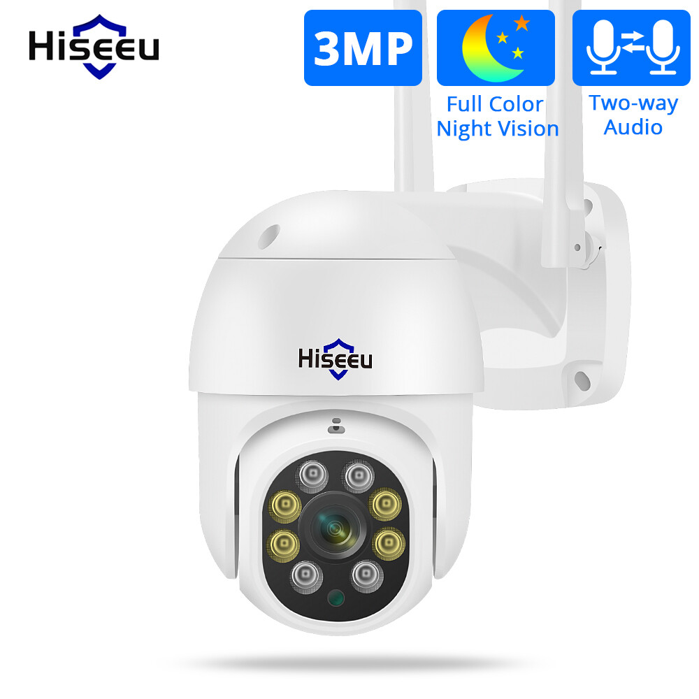 Hiseeu 3MP Pan-Tilt-Zoom WiFi IP Wireless Security Camera System