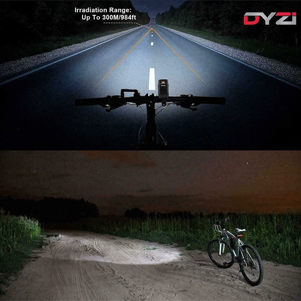 DYZI SUPER BRIGHT BIKE BICYCLE LIGHTS SET LIGHT FULLY RECHARGEABLE WATERPROOF - Image 4 of 4