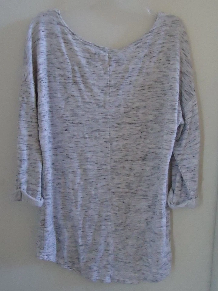 H&M разделенный туника Топ женщин S искусственно состаренный белый серый 3/4 рукав падение плеча - Изображение 4 из 4