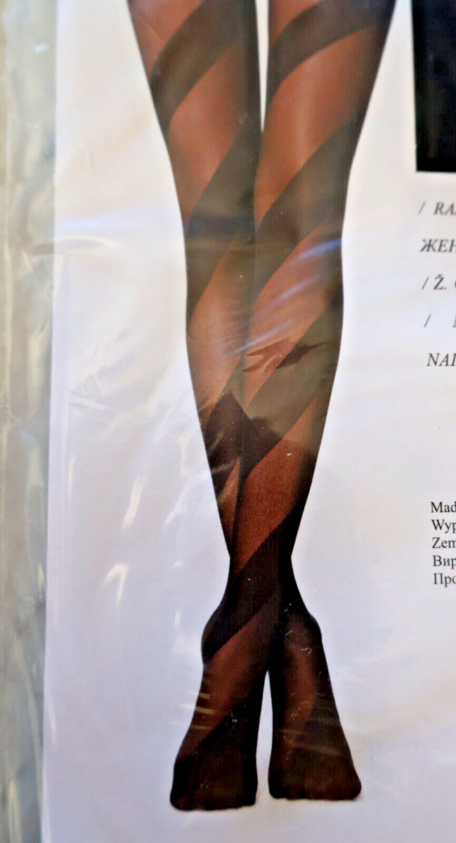 NEW Calzedonia Fashion Sheer Tights SIZE 1/2 S/M Black DIAGONAL