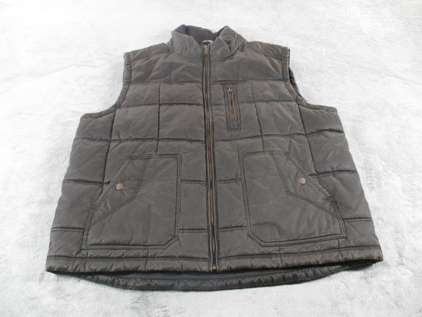 Mantaray Vest Full Zip Mens Extra Large Quilted Brown Sleeveless Waistcoat EUC