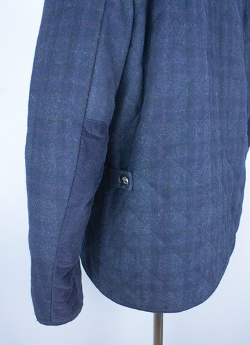 William Hunt Savile Row Mens Quilted Jacket Zip Up Navy/Grey Check L Short Coat - Picture 11 of 21