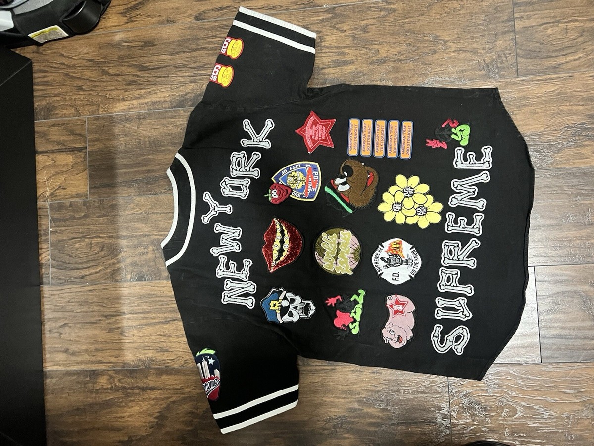Supreme Patches Denim Baseball Jersey Black Size Medium | eBay