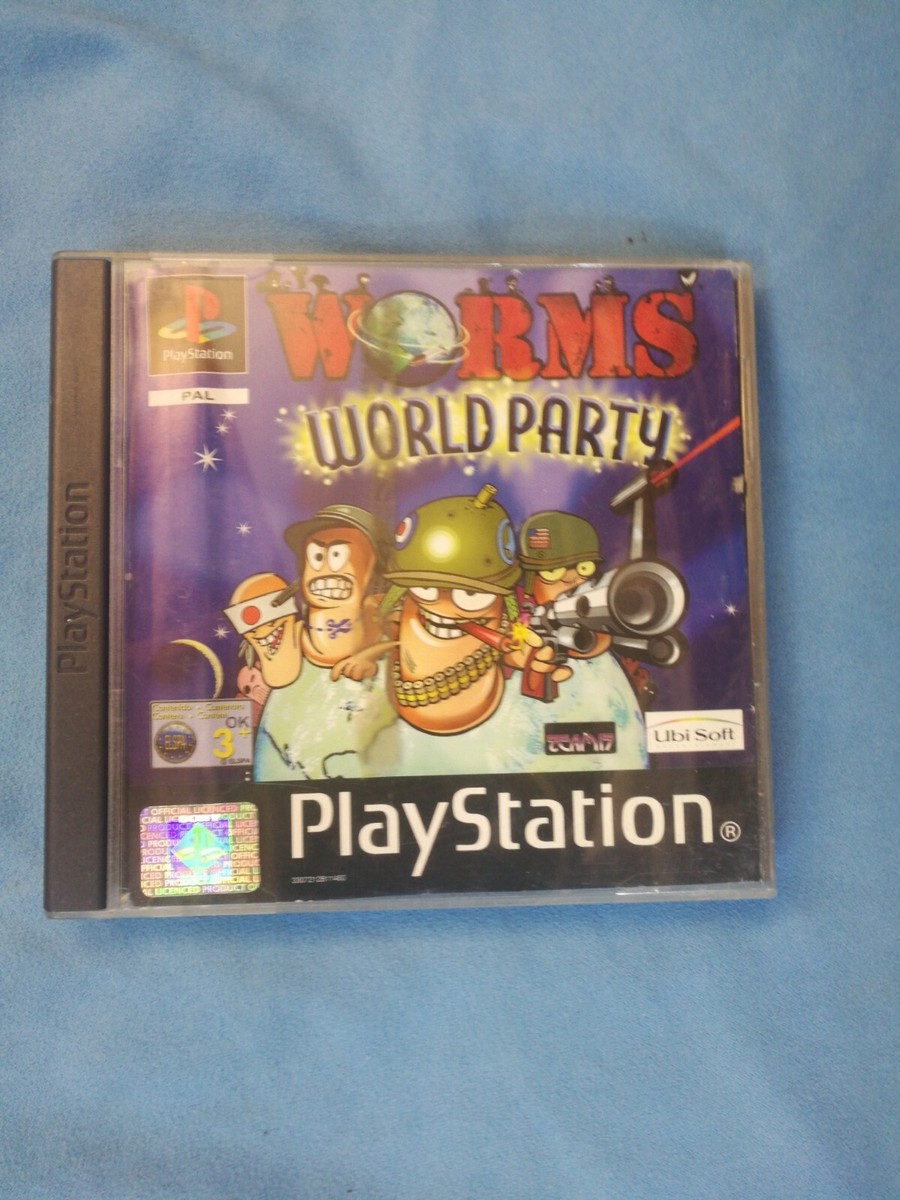 Jeu Worms World Party Pour PlayStation 1 (PS1) - Version PAL FR Complète Avec Manuel - Très Bon état