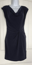 Michael Kors Womens Size XS Ruched Belly Navy Blue Designer Sleeveless Dress