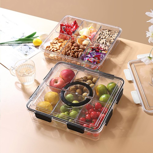 2PCS 288Oz Divided Serving Tray,6 Compartments Fruit Candy Nut Snack Storage Box - Picture 2 of 20