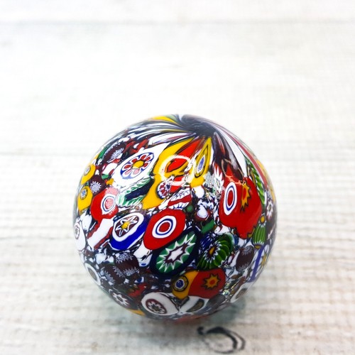 Vintage Colorful Millefiori Art Glass 2" Globe Sphere Ball Flowers Stars - Picture 4 of 9