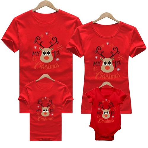 Weihnachten Familien Outfit Tshirt Mama Papa Santa Outfits für Kinder Baby Strampler - Bild 12 von 19