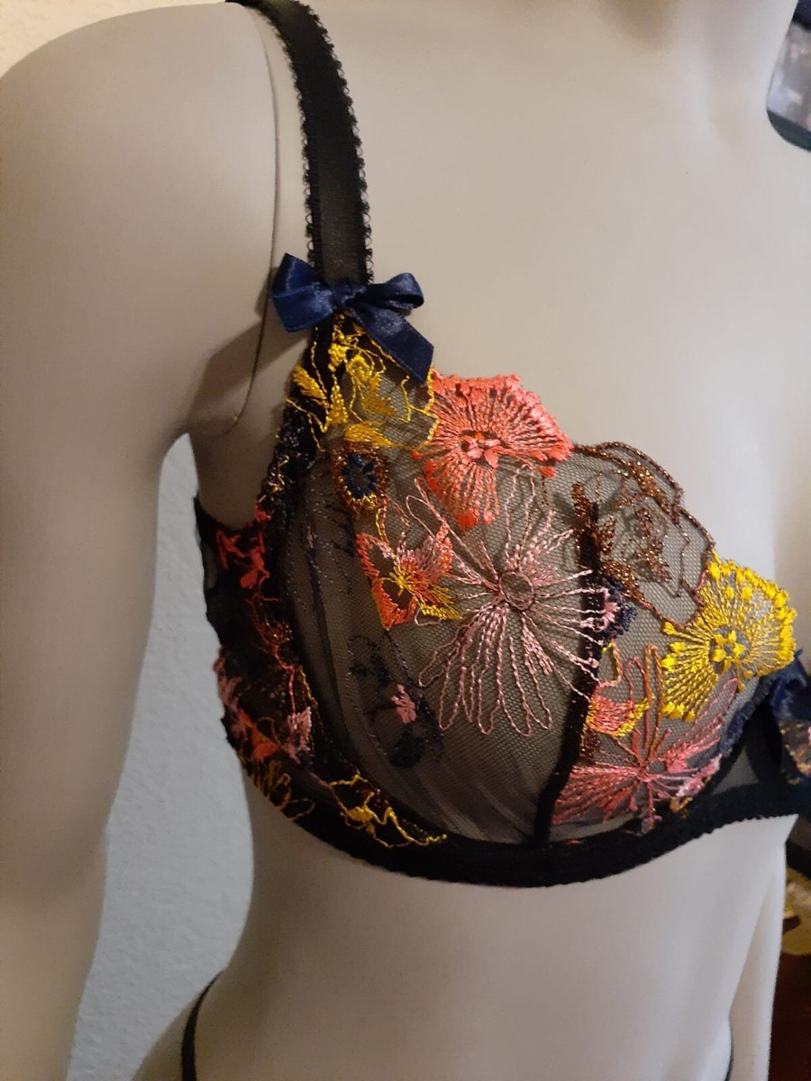 Agent Provocateur Navy Floral Multi Bra 34C/B/E36C/E Zuri Frief
