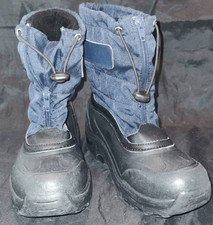 Lands End Snow Winter Boots Black Waterproof Zipper Draw String at Top Boys 2