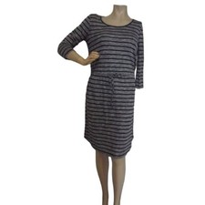 Faded Glory Dress Womens Size Small 4-6 Sweater Gray Heather Black Striped