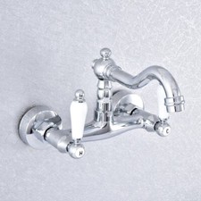 Wall Mount Polished Chrome Brass Bathroom Sink Faucet Kitchen Mixer Tap fsf774