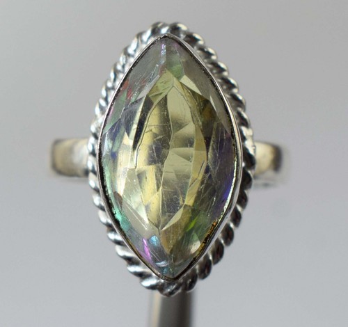 Natural Rainbow Mystic Topaz 13.20 Ct Marquise Gemstone Certified Ring See Video - Picture 2 of 7