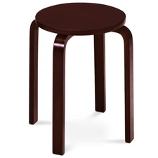 Topbuy 4 PCS Stacking Bentwood Stool Round Dining Chair Backless Bar Stool