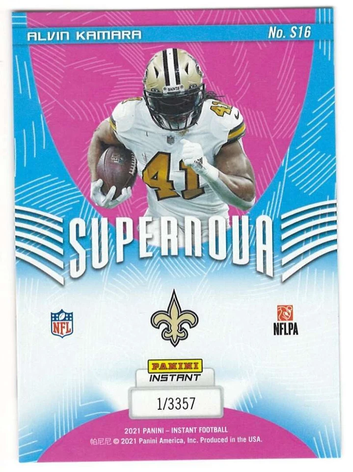 ALVIN KAMARA 2021 Panini Instant SuperNova /3357 #S16 Saints ID:25326 - Image 2 of 2