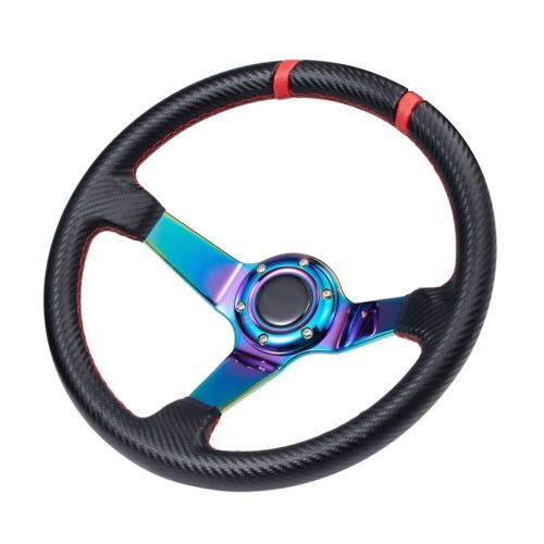 <!--F#f_0-->Aluminum Car Race Steering Wheel Sports Drifting Wheel &Horn Deep Dish Blue 34cm<!--F/-->