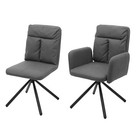 Esszimmerstuhl Küchenstuhl HWC-G58, drehbar Auto-Position Textil/Stoff grau