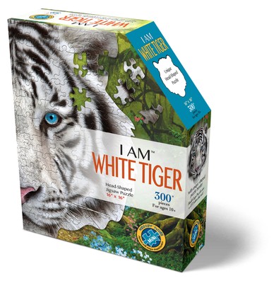 Madd Capp Puzzles - I AM White Tiger - 300 Pieces - Animal Shaped Jigsaw Puzzle