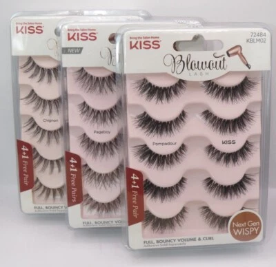 KISS BLOWOUT 5 PAIR FALSE EYELASHES FULL, BOUNCY VOLUME & CURL - CHOOSE STYLE