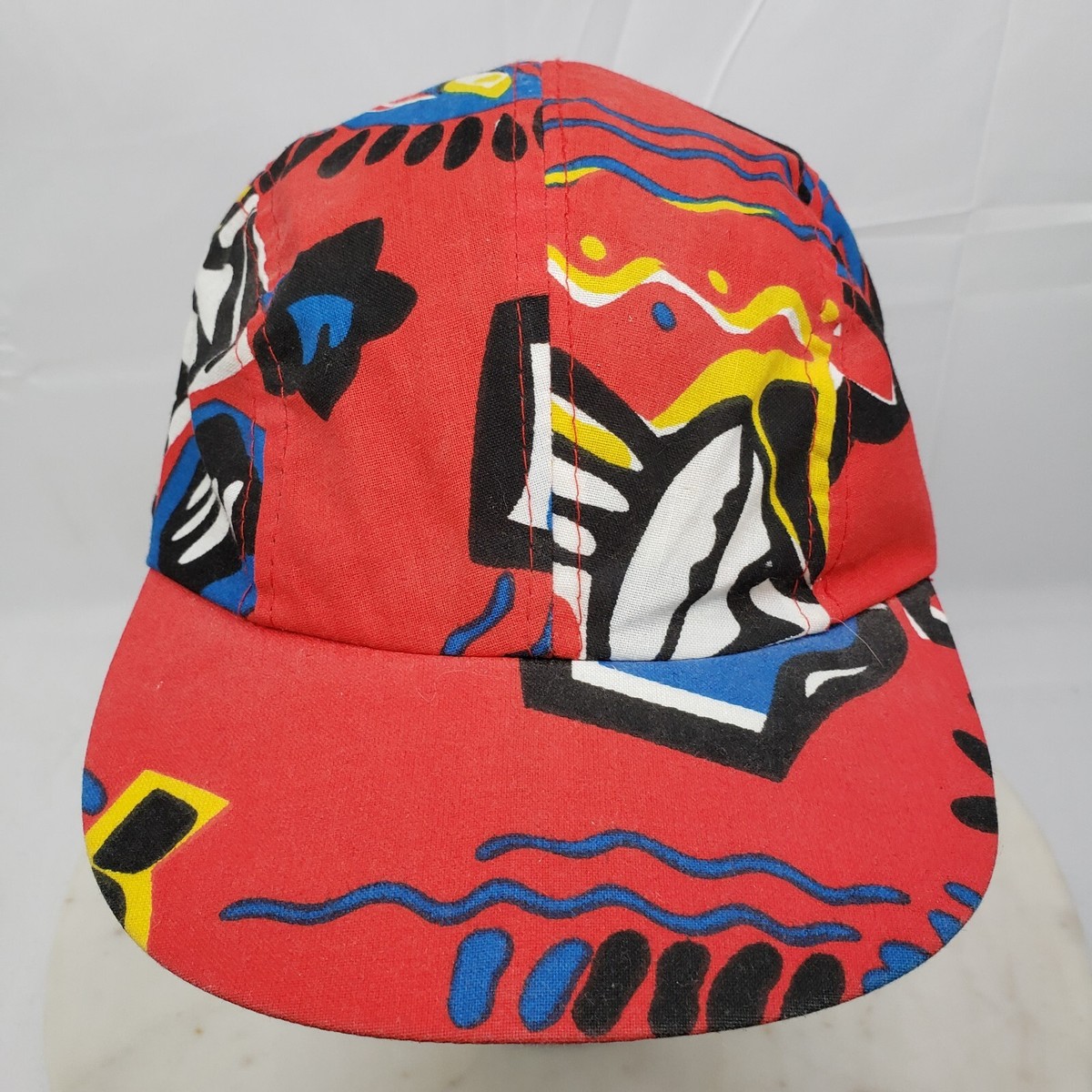 Vintage Wendy's Employee Hat Red Abstract Cap 5 Panel Masks Print