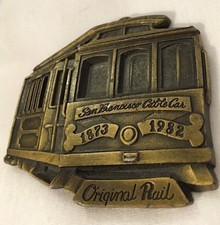 Vintage 1980 s San Francisco Cable Car Belt Buckle Indiana Metal Craft Warriors