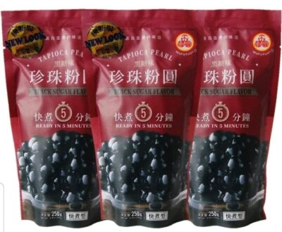 Pack of 3 - WuFuYuan Black Tapioca Pearls Boba for Bubble Tea Balls 8.8oz each
