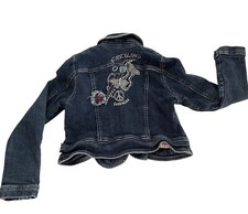 Pampolina Girls Denim Jean Button Jacket Embroidered Fairyland - Lined - Size M