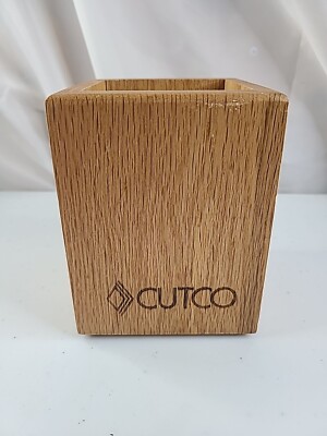 Cutco Oak Wood Utensil Box Block Caddy Container Holder 4x4x5