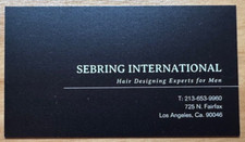 Sebring Hair Salon -Fairfax Ave -Los Angeles, Ca. Business card -See Description